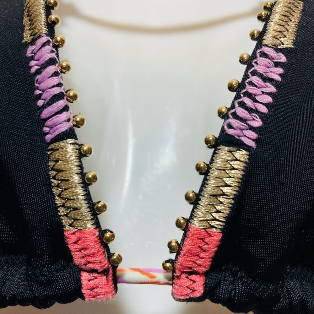 Victoria's Secret Women's Black Embellished Bikini Top - Picture 2 of 7
